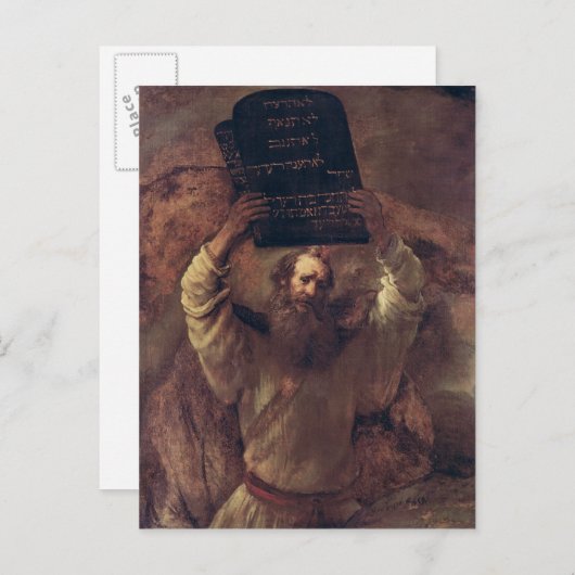 Mozes Smashing Tabletten van de Wet, 1659 Briefkaart (Voorkant / Achterkant)