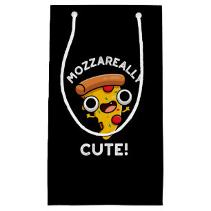 Mozza-echt Cute Funny Pizza Pun Dark BG Klein Cadeauzakje