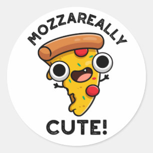 Mozza-echt Cute Funny Pizza Pun Ronde Sticker