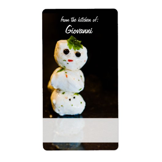 Mozzarella Ball Snowman Étiquette de recette perso (Devant)