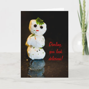 Mozzarella Ball Snowman Humor Feestdagen Kaart