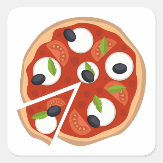 Mozzarella Pizza Vierkante Sticker (Voorkant)