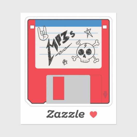 MP3 Music Retro Floppy Disk Sticker (Vel)
