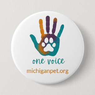 MPA One Voice Paw Print in Hand Print Button