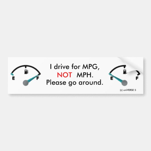 MPG niet MPH Bumpersticker (Voorkant)