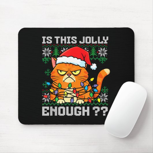 Mpy Christmas Cat Ugly Sweater Is This Jolly Enoug Muismat (Met muis)