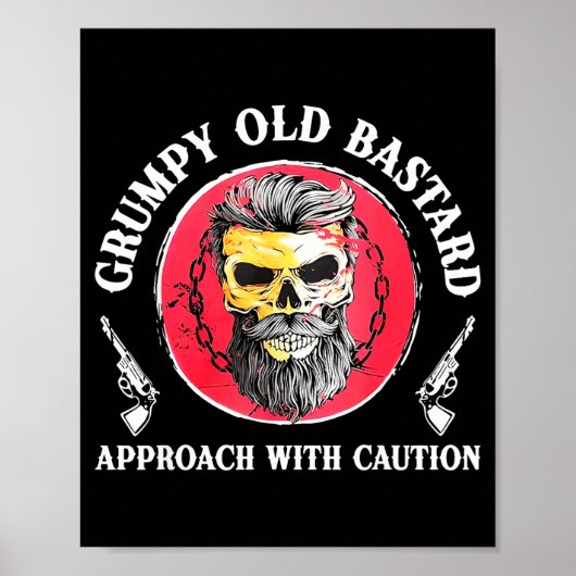 Mpy Old Approach With Caution Beard Skull Barber  Poster (Voorkant)