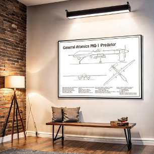 MQ-1 Predator UAV- Vliegtuigblauwdruk BD Poster
