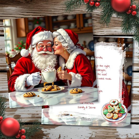 Mr and Mrs Claus Cookies, Hot Chocolate Christmas Feestdagenkaart
