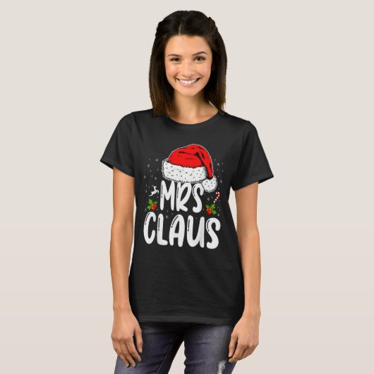 Mr And Mrs Claus Couples Matching Christmas Santa T-shirt (Voorkant volledig)