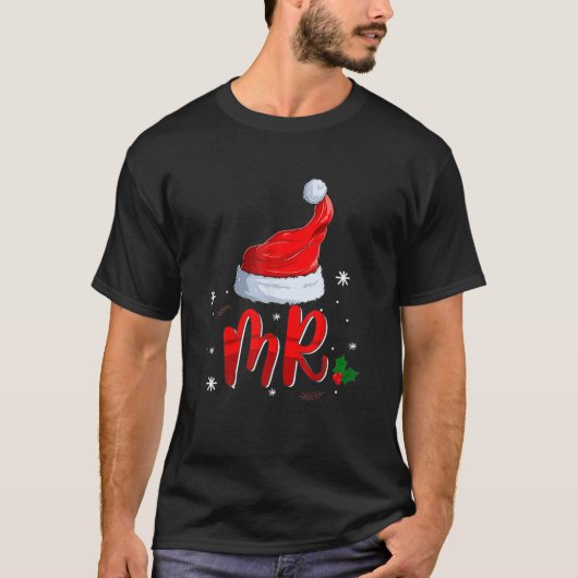 Mr-and-Mrs-Claus kerstparen die Pajama met elkaar T-shirt (Voorkant)