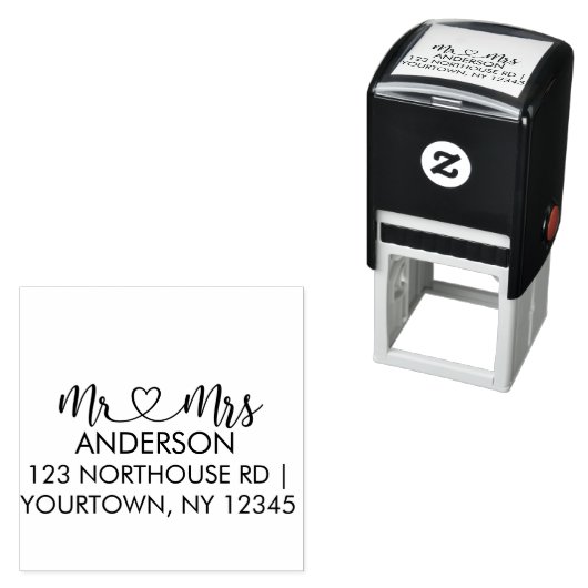 Mr. and Mrs. Elegant Script Custom  Zelfinktende Stempel (In situ)