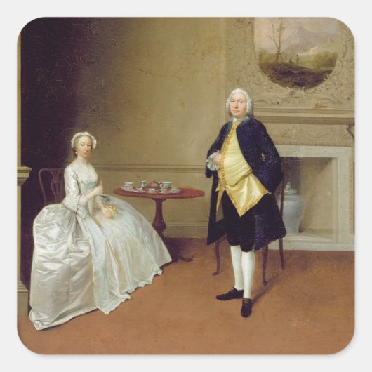 Mr. and Mrs Hill, c.1750-51 (olie op canvas) Vierkante Sticker (Voorkant)