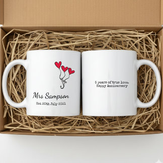 Mr And Mrs Mugs 5th Wedding Anniversary Keepsake Koffiemok