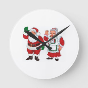 "MR. AND MRS. SANTA CLAUS" CLOCK RONDE KLOK