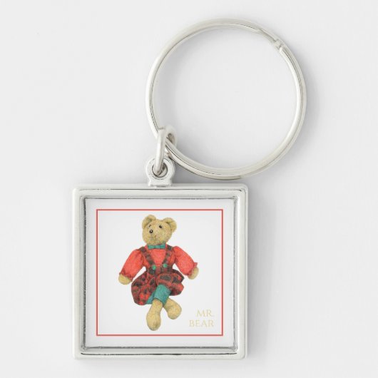 MR. BEAR Premium vierkante sleutelhanger (Voorkant)