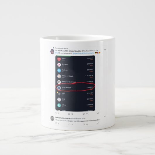 Mr.Blockchain22 Breaks XDC-aanbieding op Uphold Extra Grote Beker (Voorkant)