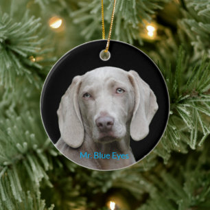 Mr Blue Eyes Gepersonaliseerde Foto Weimaraner Hon Keramisch Ornament