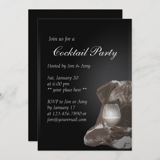 Mr Carlin & Fine Wine Cocktail Party Invitations 0 (Devant / Derrière)