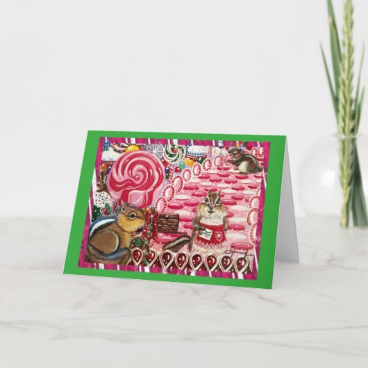 Mr Chip Visit is Ms Elizabeth Note Card Feestdagen Kaart (Voorkant)