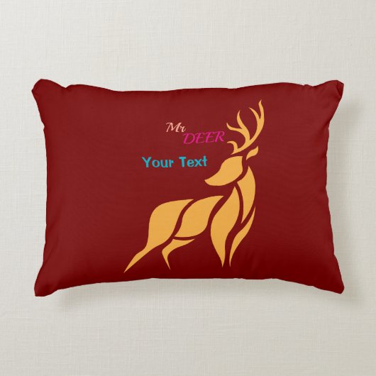 Mr. Deer Graphic – Rustic Woodland Style Accent Kussen (Voorkant)