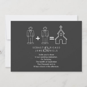 Mr en Doodle Church Chalkboard Gay Wedding Kaart
