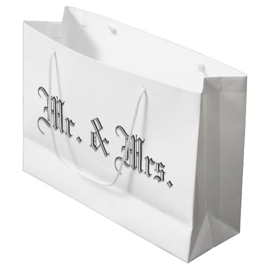Mr. en mevrouw Blackletter Wine Gift Bag Groot Cadeauzakje (Voorkant Gekanteld)