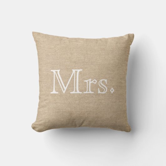 Mr. en mevrouw Burlap Pillow Kussen (Voorkant)