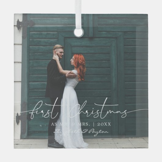 Mr. en mevrouw | Eerste kerstversiering met huweli Glas Ornament (Voorkant)