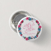 Mr. en mevrouw Elegant Floral Wedding Button (Voorkant /achterkant)