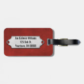 Mr. en mevrouw over rode textuur bagagelabel (Achterkant horizontaal)