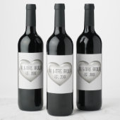 Mr. en mevrouw Silver Jubileum Heart Wine Label Wijn Etiket (Flessen)