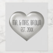 Mr. en mevrouw Silver Jubileum Heart Wine Label Wijn Etiket (Enkel label)