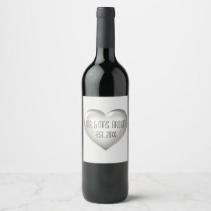 Mr. en mevrouw Silver Jubileum Heart Wine Label Wijn Etiket
