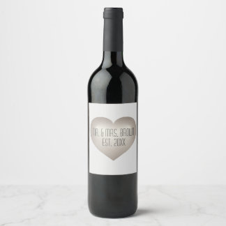 Mr. en mevrouw Silver Jubileum Heart Wine Label Wijn Etiket