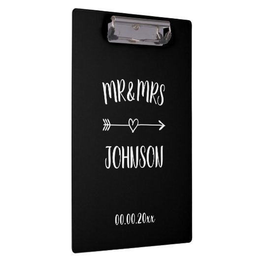 Mr en Mevrouw trouwklembord met hartpijl Klembord (Rechts)