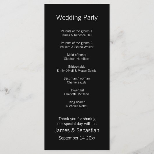 Mr en Mr Blue / Sinaasappel Gay Wedding Service Be Programma (Achterkant)