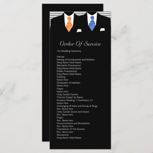 Mr en Mr Blue / Sinaasappel Gay Wedding Service Be Programma (Voorkant / Achterkant)