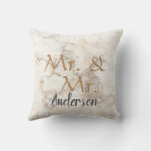 Mr en Mr Custom noemen marmer gay bruiloft Kussen (Achterkant)