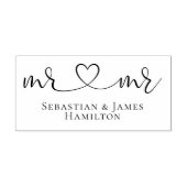 Mr en Mr Elegant Scroll Hart Tekst Homo Bruiloft Rubberstempel (Afrduk)