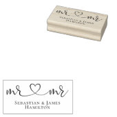 Mr en Mr Elegant Scroll Hart Tekst Homo Bruiloft Rubberstempel (Gestempeld)