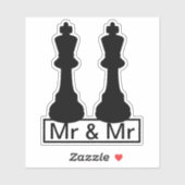 Mr. en Mr. King schaakstukken homohuwelijk Sticker (Vel)