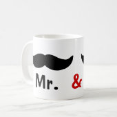 Mr en Mr Mustache Homo bruiloft Koffiemok (Voorkant links)