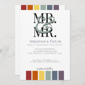 Mr. en Mr. Rainbow Gay Elegant Wedding Aankondiging (Voorkant / Achterkant)