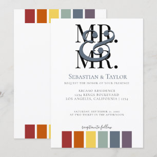 Mr. en Mr. Rainbow Gay Elegant Wedding Aankondiging