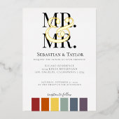 Mr. en Mr. Rainbow Gay Elegant Wedding Folie Uitnodiging (Voorkant)