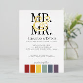 Mr. en Mr. Rainbow Gay Elegant Wedding Folie Uitnodiging (Staand Voorkant)