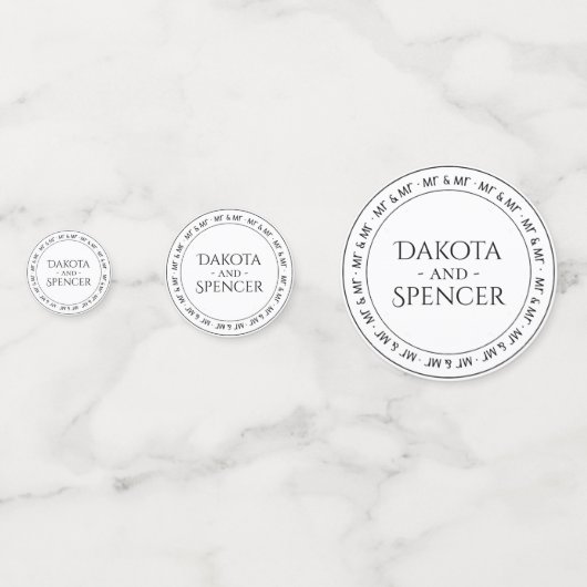 Mr. en Mr. Simple Modern Black White Party Confetti (Voorkanten)