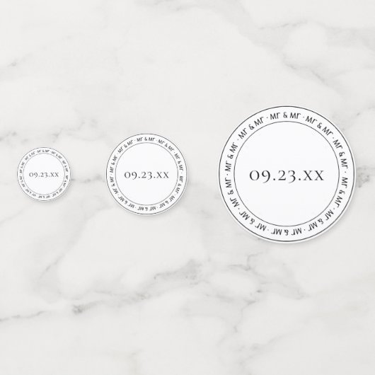 Mr. en Mr. Simple Modern Black White Party Confetti (Achterkanten)