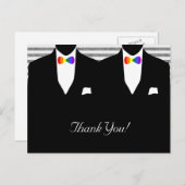 Mr en Mr. Suit en Bow Stropdas (Rainbow) Dank u Briefkaart (Voorkant / Achterkant)